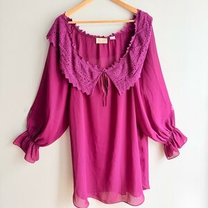 Vintage Victoria's Secret Gold Label Purple Sheer Lace Trim Nightgown Mini Dress
